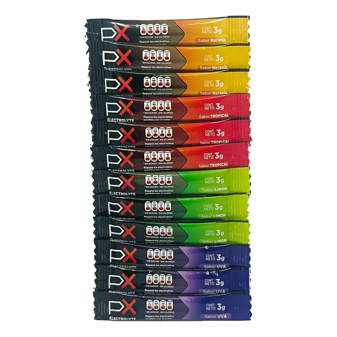 1 docena de PX Electrolyte surtida. Bebida hidratante sin azúcar / sin calorías