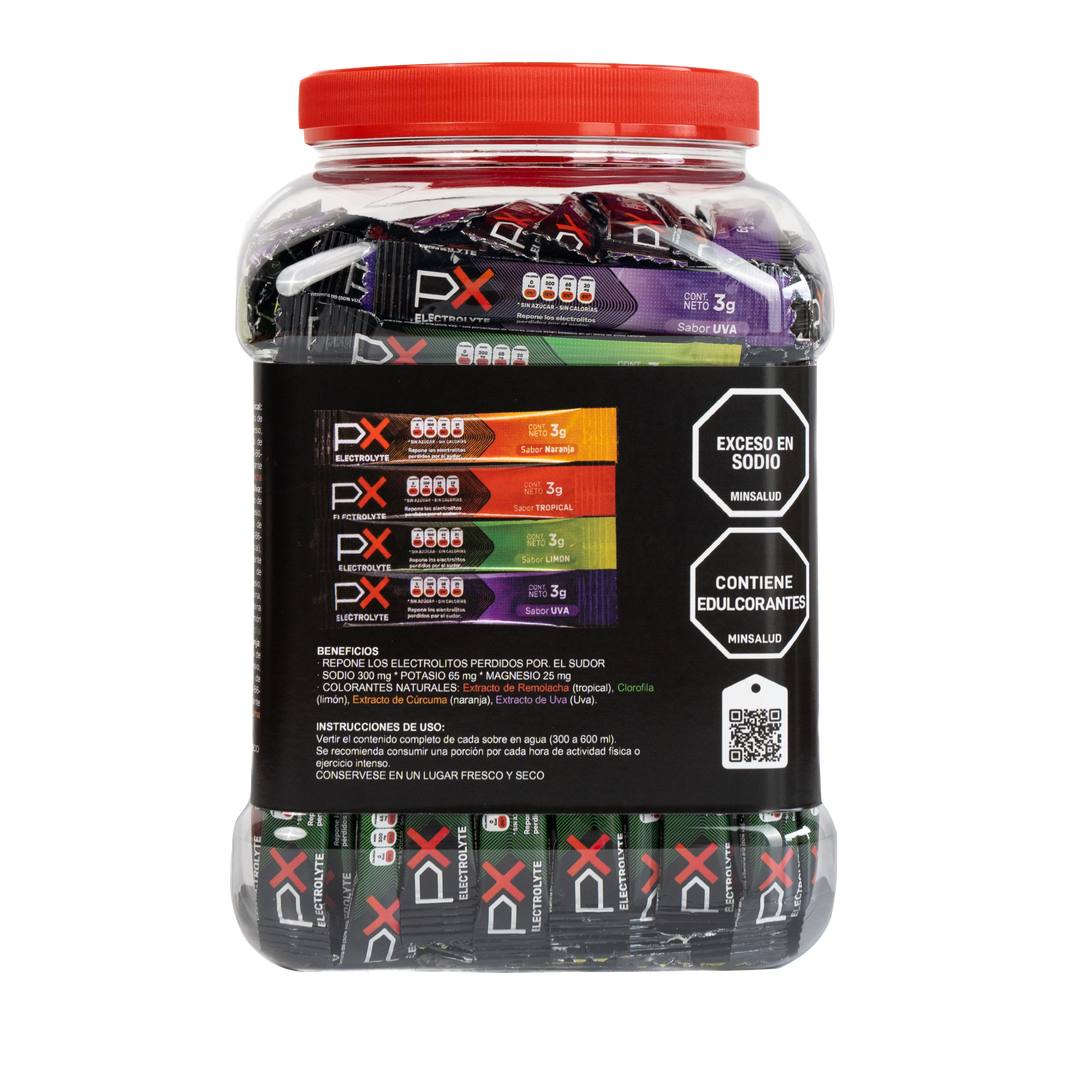 260 sobres (bombonera) de PX Electrolyte. Bebida hidratante sin azúcar / sin calorías