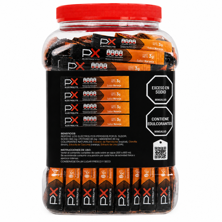 260 sobres (bombonera) de PX Electrolyte. Bebida hidratante sin azúcar / sin calorías