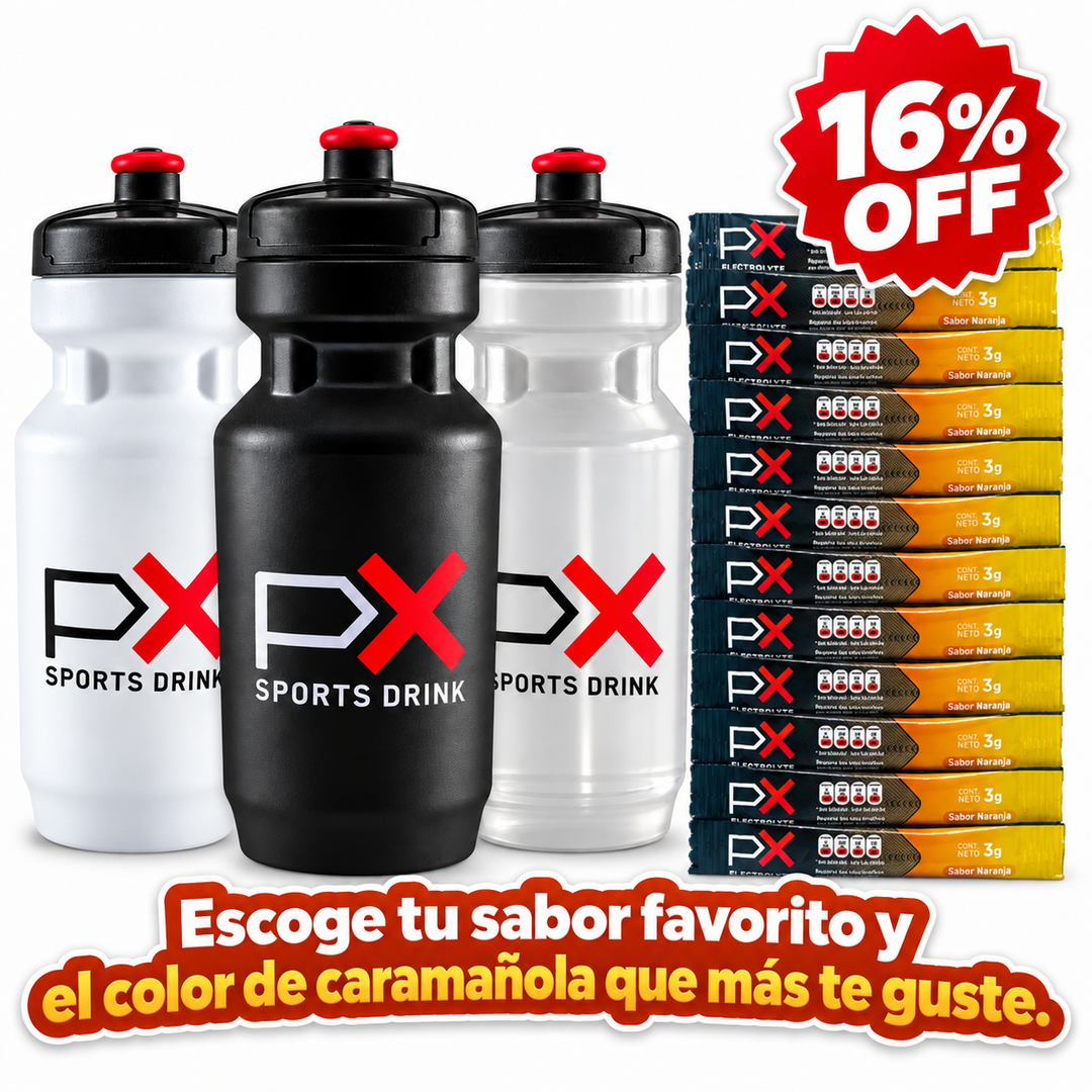 Kit 12 sobres PX Electrolyte + Caramañola 600 ml