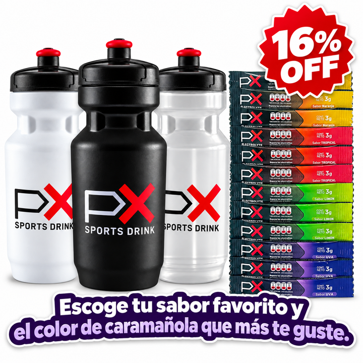 Kit 12 sobres PX Electrolyte + Caramañola 600 ml
