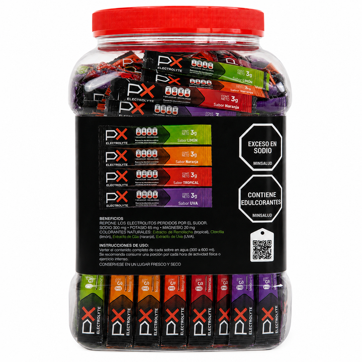 260 sobres (bombonera) de PX Electrolyte. Bebida hidratante sin azúcar / sin calorías