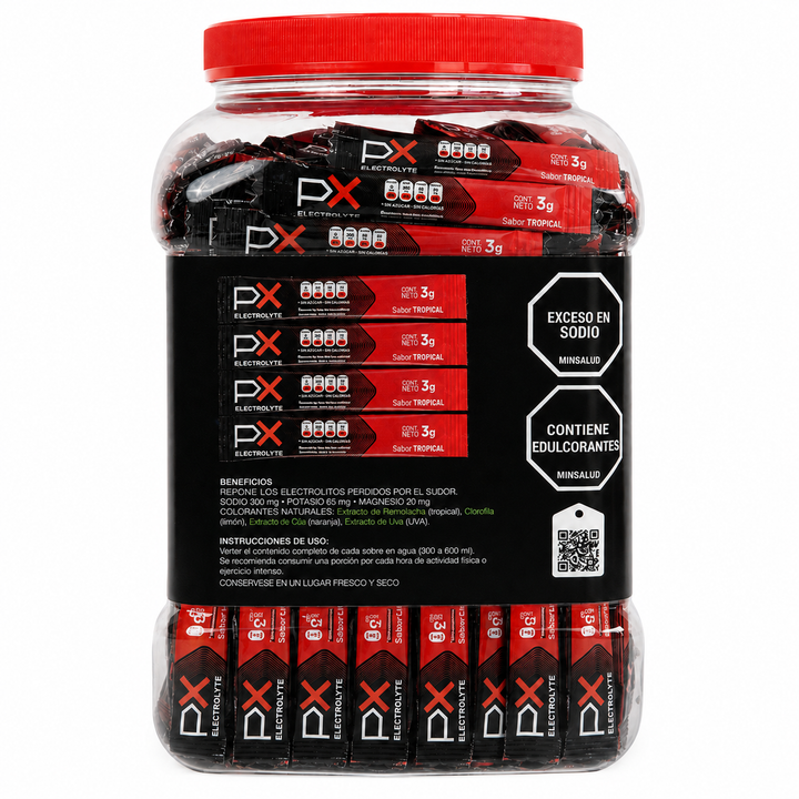 260 sobres (bombonera) de PX Electrolyte. Bebida hidratante sin azúcar / sin calorías