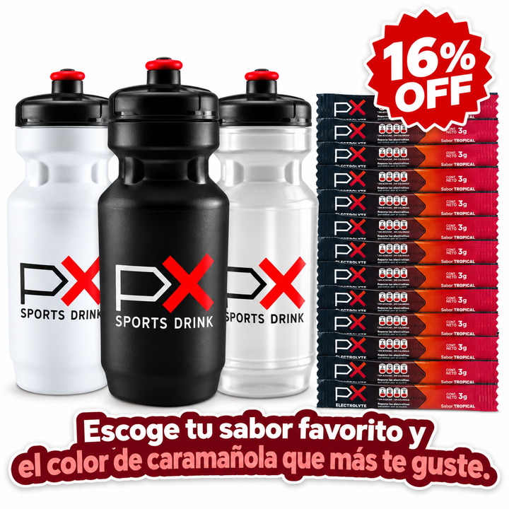 Kit 12 sobres PX Electrolyte + Caramañola 600 ml