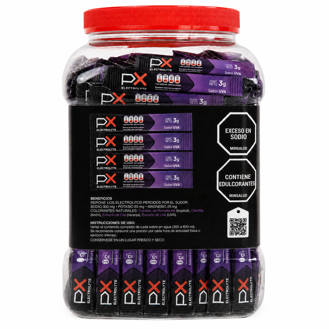 260 sobres (bombonera) de PX Electrolyte. Bebida hidratante sin azúcar / sin calorías