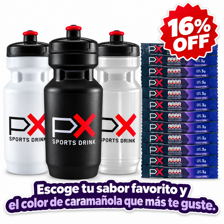 Kit 12 sobres PX Electrolyte + Caramañola 600 ml