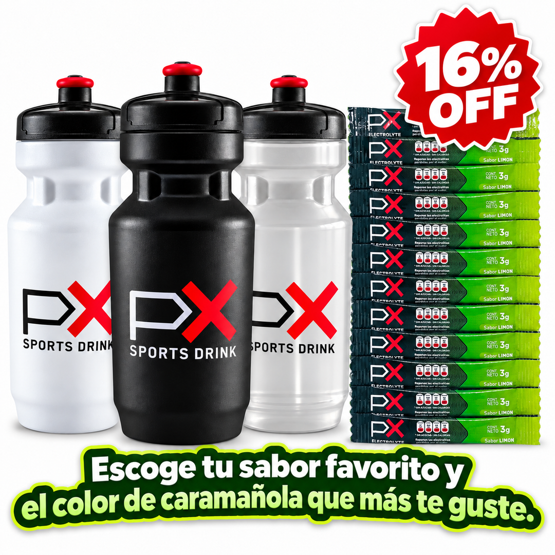 Kit 12 sobres PX Electrolyte + Caramañola 600 ml