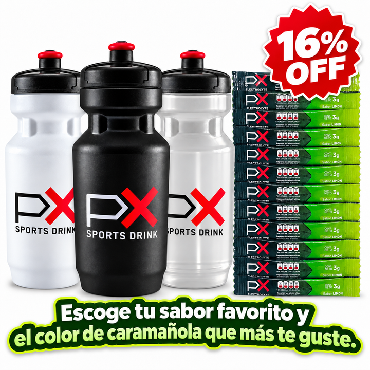 Kit 12 sobres PX Electrolyte + Caramañola 600 ml