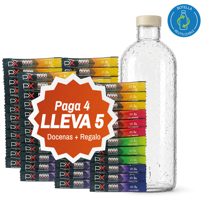 Paga 4, lleva 5 docenas + una Botella de regalo - PX Electrolyte Bebida hidratante sin azúcar / sin calorías