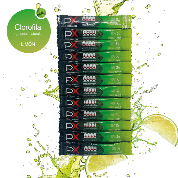 12 sobres de PX Electrolyte. Bebida hidratante sin azúcar / sin calorías