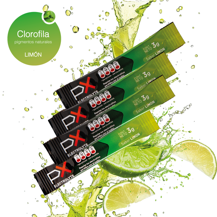 4 sobres de PX Electrolyte. Bebida hidratante sin azúcar / sin calorías