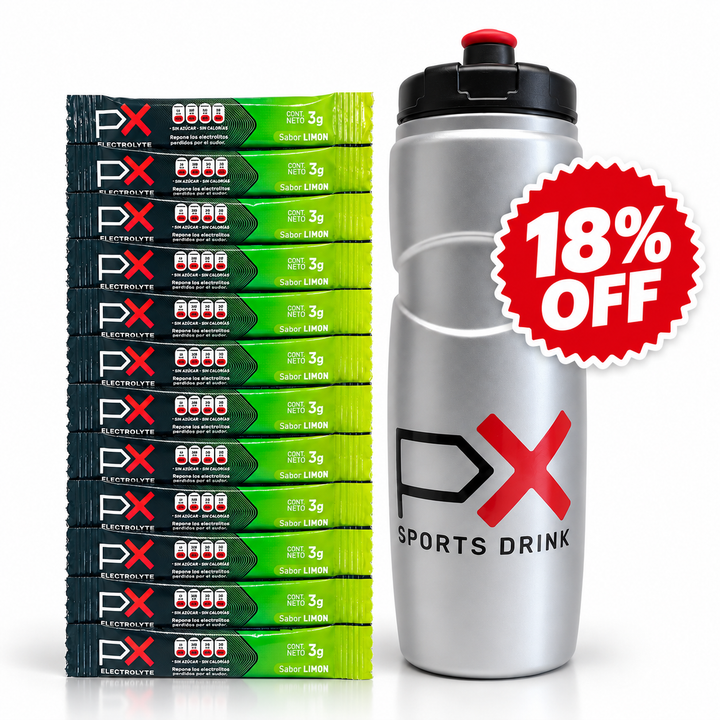 Kit 12 sobres PX Electrolyte + Con Caramañola 750 ml