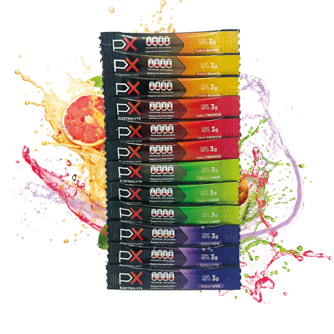 12 sobres de PX Electrolyte. Bebida hidratante sin azúcar / sin calorías
