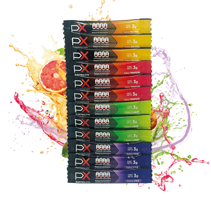 12 sobres de PX Electrolyte. Bebida hidratante sin azúcar / sin calorías