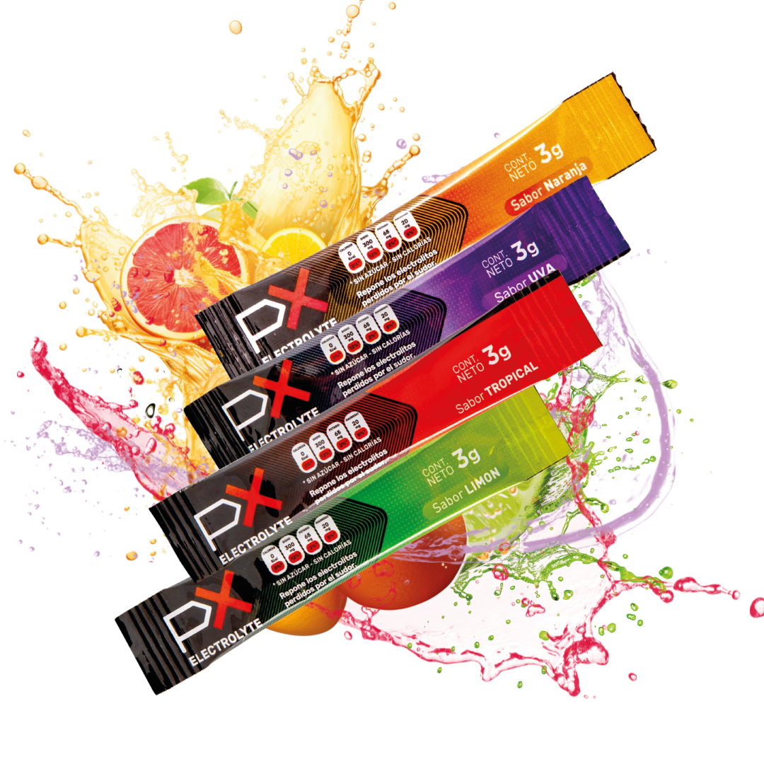 4 sobres de PX Electrolyte. Bebida hidratante sin azúcar / sin calorías