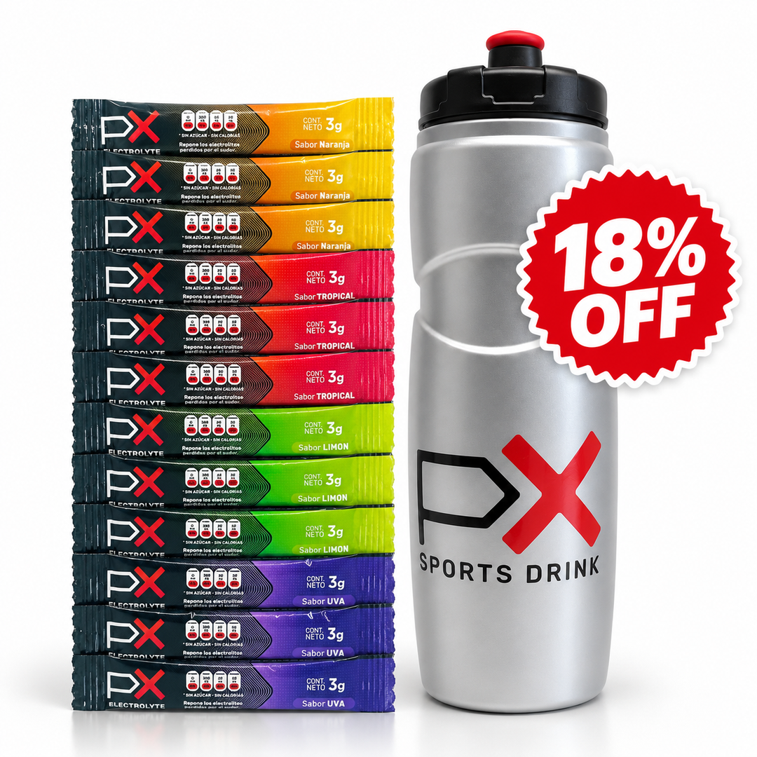 Kit 12 sobres PX Electrolyte + Con Caramañola 750 ml