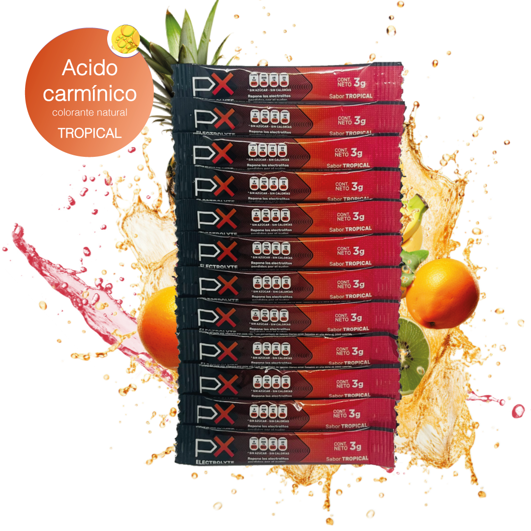 12 sobres de PX Electrolyte. Bebida hidratante sin azúcar / sin calorías