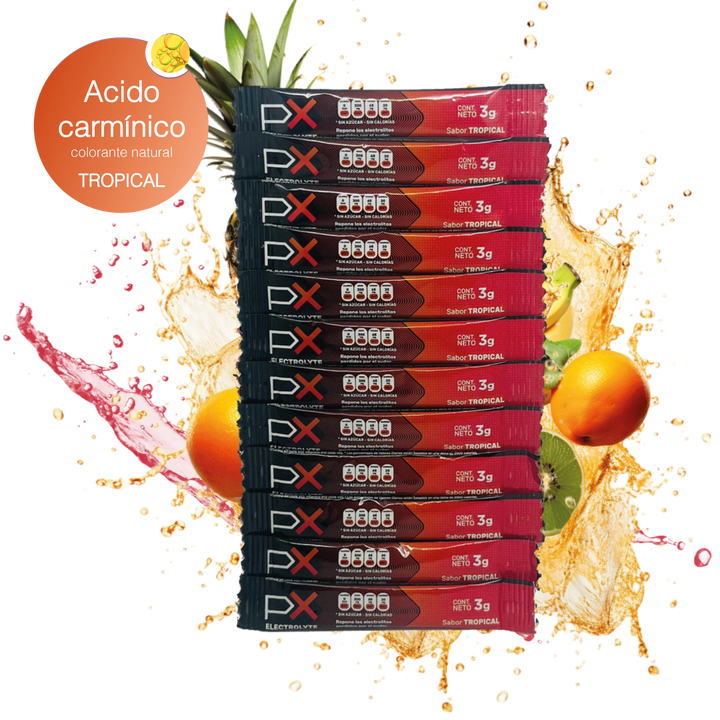 12 sobres de PX Electrolyte. Bebida hidratante sin azúcar / sin calorías
