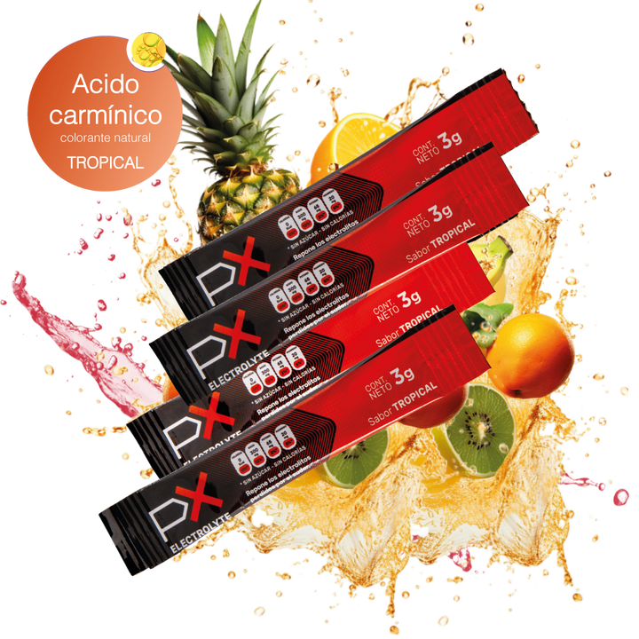 4 sobres de PX Electrolyte. Bebida hidratante sin azúcar / sin calorías