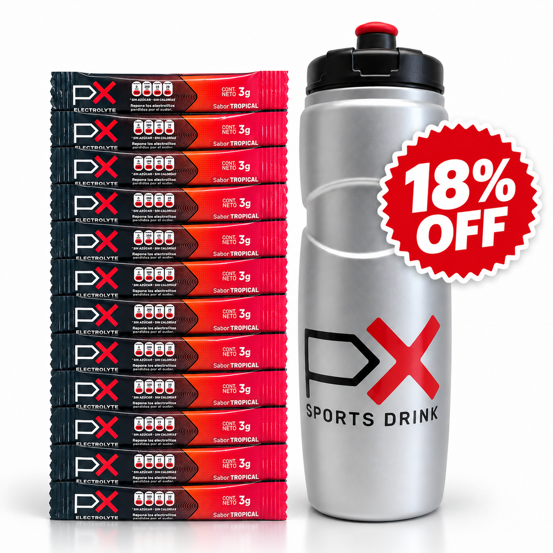 Kit 12 sobres PX Electrolyte + Con Caramañola 750 ml